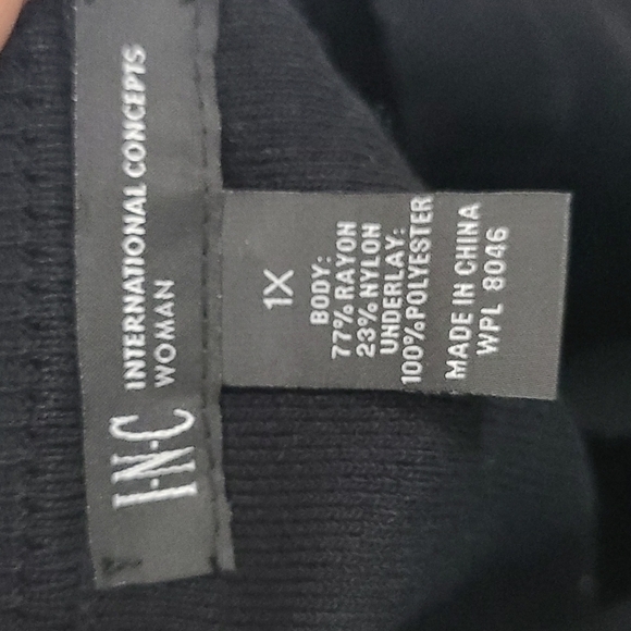 NWT INC Womens Black Long Sleeve‎ with Bows Neck Casual Sweater Plus 0X - Picture 4 of 4